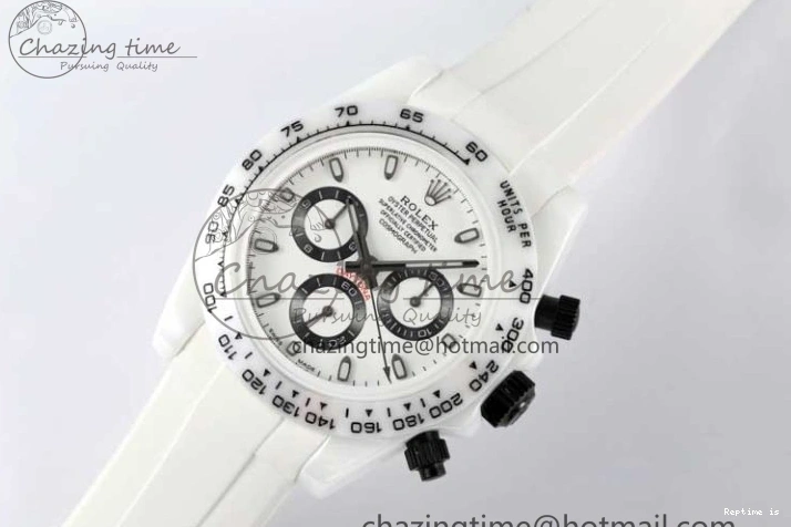 1223 FashionForward Daytona White Ceramic 5GF Best Edition White Black Dial on White Rubber Strap A 2329